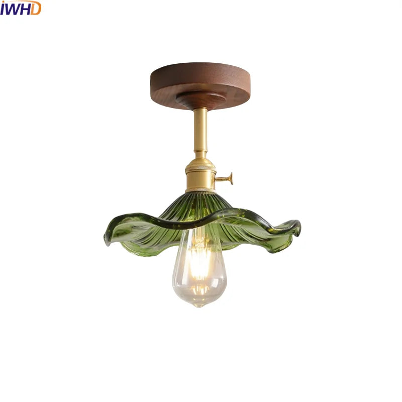 Axyaa Green Glass LED Ceiling Lights for Modern Indoor Lighting