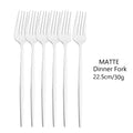 Axyaa Matte Stainless Steel Dinner Fork Set - 6Pcs Gold Silverware Flatware