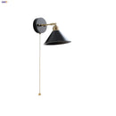 Axyaa Black Wood LED Wall Sconce with Copper Socket - Modern Nordic Design