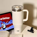 Axyaa Stainless Steel Tumbler: Large Luxury Vacuum Flask for Coffee, Water, Tea - with Straw Handle