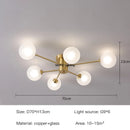 Axyaa Nordic Copper Glass Ball Chandelier for Modern Luxury Living Room
