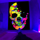Skull Mushroom Fluorescent Tapestry Axyaa Home Decor Aesthetics Hippie Bedroom Living Room