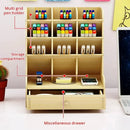 Axyaa Wooden Desk Organizer: Large Capacity Pen Holder for School, Office & Home