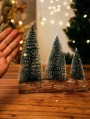 Axyaa Mini Christmas Tree Ornaments: Wooden Festive Holiday Decor Table Centerpiece