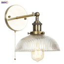 Axyaa Glass Industrial LED Wall Sconce Pull Chain Switch Vintage Bedside Lamp