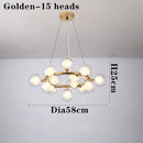 Axyaa Black Gold Chandelier with Double Glass Lampshade for Elegant Lighting
