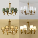 Axyaa Grey Green Fabric Chandelier with E14 Bulb and Copper Iron Frame