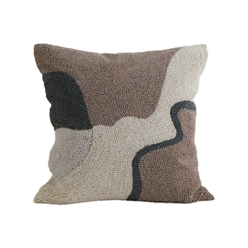 Axyaa Tufted Block Cushion Cover - Beige Black Brown Grey Modern Home Decor