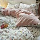Axyaa Fresh Blue Floral Duvet Cover Set - Wrinkled Yann Bedding in Washing Cotton