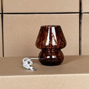 Axyaa Striped Glass Mushroom Table Lamp for Bedroom Decoration and Reading Lighting