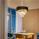 Axyaa Gold Body Black Metal Crystal Chandelier for Elegant Home Lighting