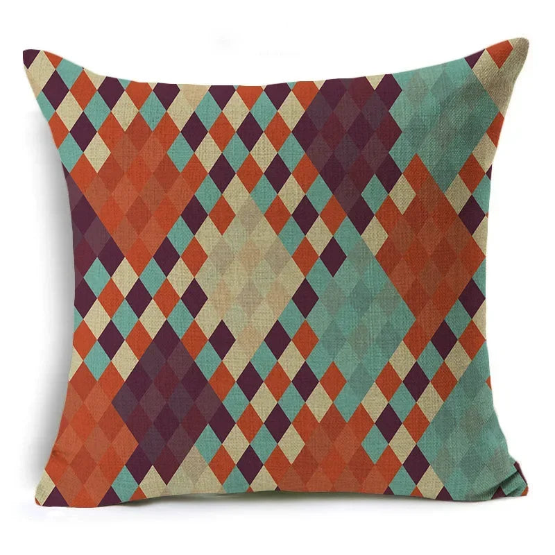 Axyaa Retro Geometry Linen Pillowcase - 45*45cm