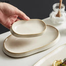 Axyaa Oval Ceramic Fish Plate: Stylish Tableware for Steaming, Barbecue, Sushi, Desserts