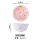 Axyaa Ceramic Dining Set: Plate, Bowl, Bowl, Mug - Pink Strawberry Theme