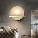 Axyaa Marble Alabaster Wall Lamp: Modern All-Copper Fixture for TV Background, Bedside, Corridor.