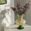 Cream Green Lily Flower Mouth Base Wind Lamp Vase by Axyaa.