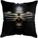 Axyaa Black Gold African Lady Woman Art Deco Pillowcase