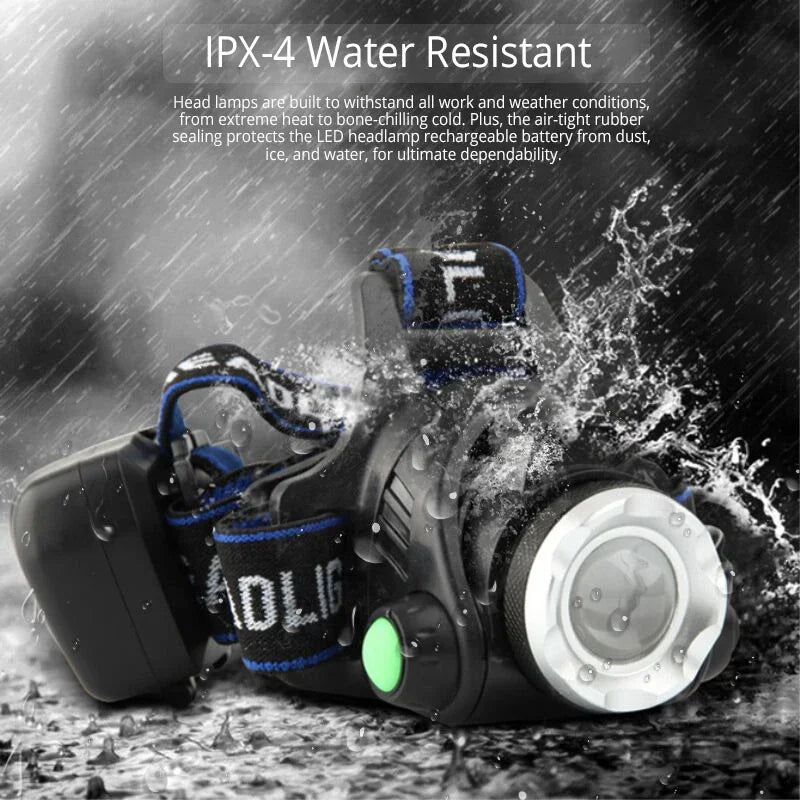 Axya Super Bright LED Headlamp 18650 Rechargeable Waterproof Outdoor Headlight