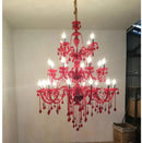 Axyaa 5-Layer 42-Arm Large Red Crystal Chandelier for Stair, Restaurant, Hotel & Villa
