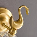 Axyaa Swan Glass Wall Lamp Fixture for Bedroom Bedside Corridor Stairwell, All Copper Indoor Decor
