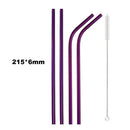 Axyaa Stainless Steel Straw Set - Reusable, High Quality, Colorful, with Cleaner Brush