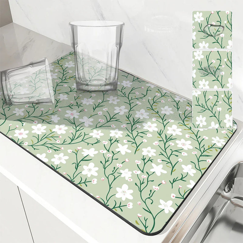Axyaa Quick Dry Mat with Non-Slip Rubber Backing for Absorbent Draining