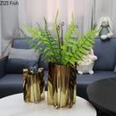 Axyaa Silver Metal Vase with Artificial Flowers for Desk Decor