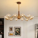 Axyaa Chrome Chandelier Glass Pendant Light for French Bedroom Living Rooms