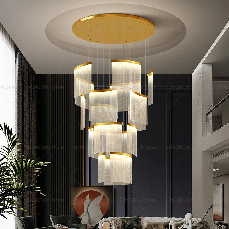 Axyaa Acrylic Chandelier: Modern, Luxe & Creative Stair Light for Elegant Living