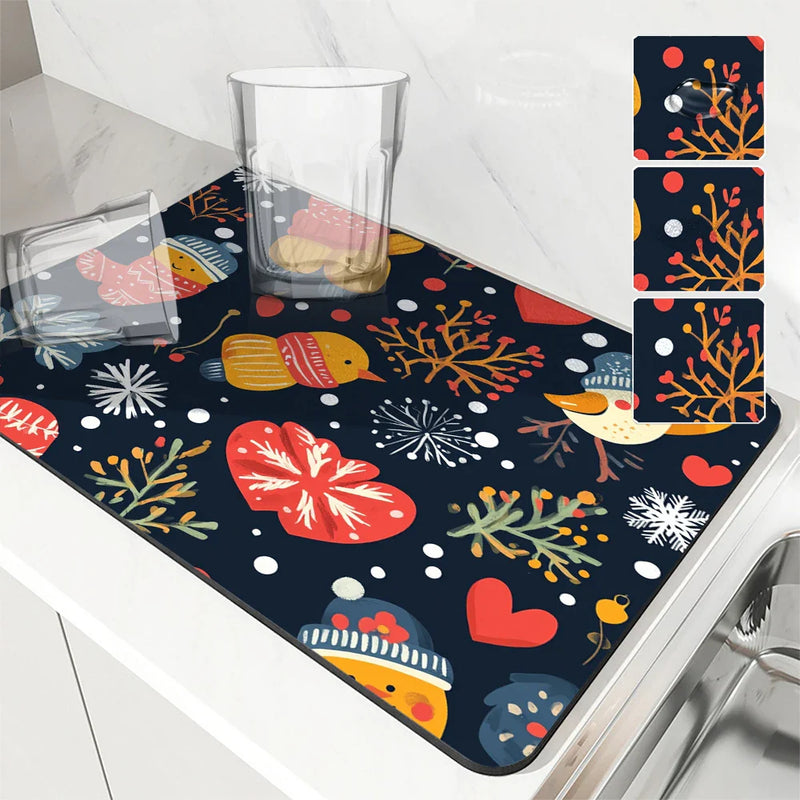 Axyaa Christmas Coffee Dry Mat - Absorbent & Anti-Slip Table Placemat