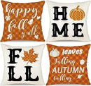 Axyaa Buffalo Check Print Linen Pillow Cover 45x45 for Fall Thanksgiving Decor