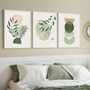 Axyaa Green Geometry Plant Leaves Canvas Wall Art Print Nordic Home Decor