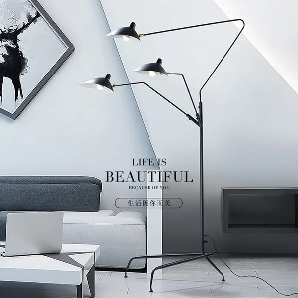 Axyaa Adjustable Arm Floor Lamp, Japanese Ceiling Light for Industrial Living Room