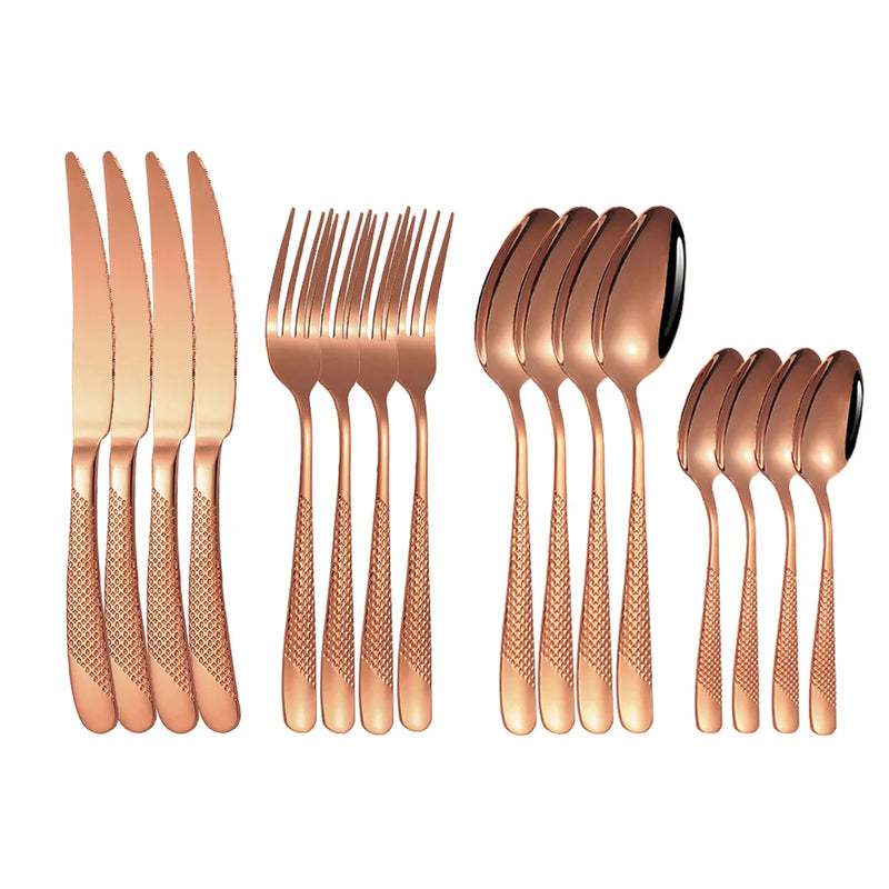 Axyaa Stainless Steel Star Steak Set: Knife, Fork, Spoon, Coffee Spoon