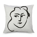 Axyaa Minimalist Matisse Portrait Linen Pillow Case, Sofa Decor, Simple Line Drawing