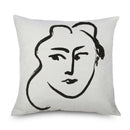 Axyaa Minimalist Matisse Portrait Linen Pillow Case, Sofa Decor, Simple Line Drawing