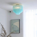 Axyaa Blue White Glass Tube Chandelier Ceiling Lamp for Home Lighting