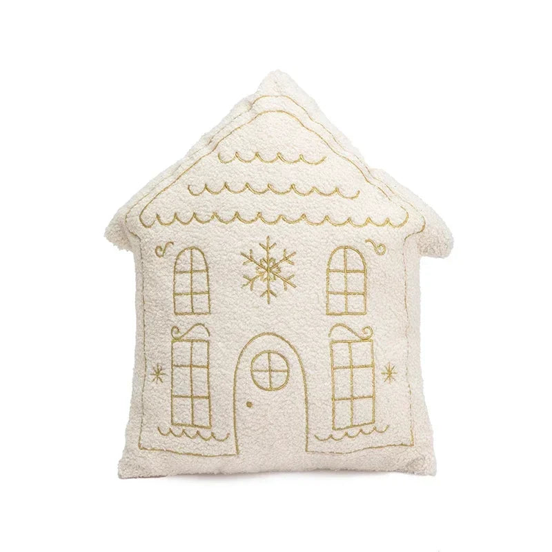 Tufted Embroidered Christmas Cushion Cover, Beige & Gold Milu Deer Design, Axyaa Brand