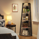 Axyaa 5-Tier Industrial Corner Bookshelf - 70" Tall Stand with Plant Shelf