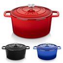 Axyaa 5L Cast Iron Dutch Oven with Enamelled Casserole, 23cm - 3 Color Options