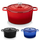 Axyaa 5L Cast Iron Dutch Oven with Stainless Steel Lid, 3 Color Options