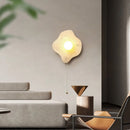 Axyaa Wabi Sabi LED Wall Lamps with Pull Chain Switch, Yellow Travertine Bathroom Mirror Light