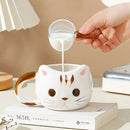 Axyaa Cartoon Cat Ceramic Cup with Spoon | Creative 430ml Coffee Milk Tea Mug