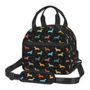Dachshund Print Insulated Lunch Bag by Axyaa - Waterproof Thermal Tote with Adjustable Strap