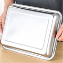 Axya Stainless Steel Serving Plate Set for Steamed Fish and Barbecue - Square Plates