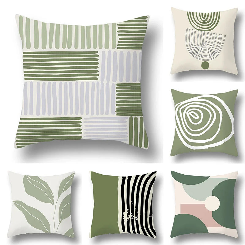 Axyaa Bohemian Style Green Texture Cushion Cover for Home and Car Decor