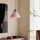 Yellow Travertine Walnut Wood Pendant Light by Axyaa: Wabi Sabi Style Circular Chandelier