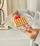 Axyaa Auspicious Cloud Glass Square Plate for Home Décor and Serving