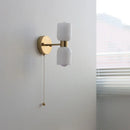 Axyaa LED Wall Lamps 2 Heads Pull Chain Switch White Glass Stair Light
