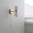 Axyaa LED Wall Lamps 2 Heads Pull Chain Switch White Glass Stair Light